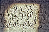 Angkor Wat temple, the bas-reliefs of the third enclosure. South Gallery Eastern Part the judgement of the dead by Yama 